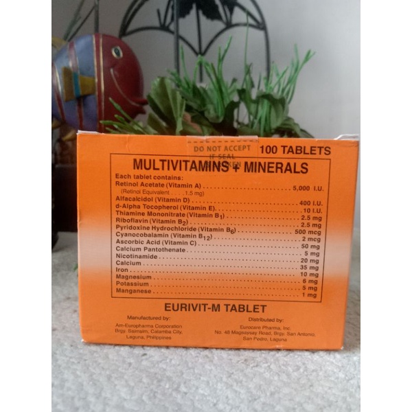 MULTIVITAMINS+MINERALS(EURIVIT M TABLET) Shopee Philippines