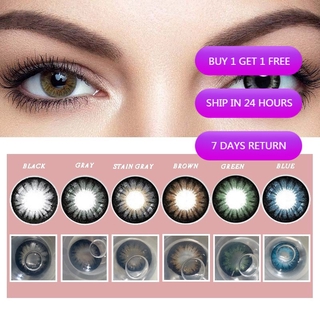 1 Pair Dark Color Contact Lenses Colored Contact Lens 14.2mm Comfortable & Freebie For Both Dark and Light Eyes