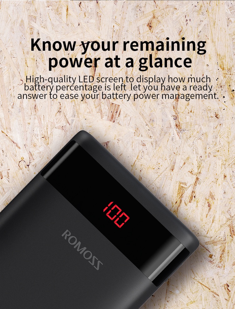 Romoss Ares 10 10000mAh 10.5W 2 Input Led Display Easy to Fit Powerbank ...