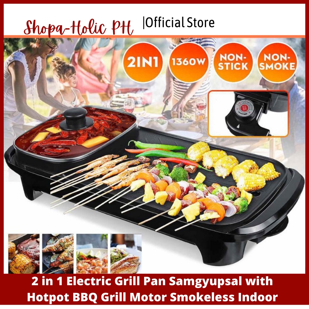 2 in 1 Electric Grill Pan Samgyupsal with Hotpot BBQ Grill Motor