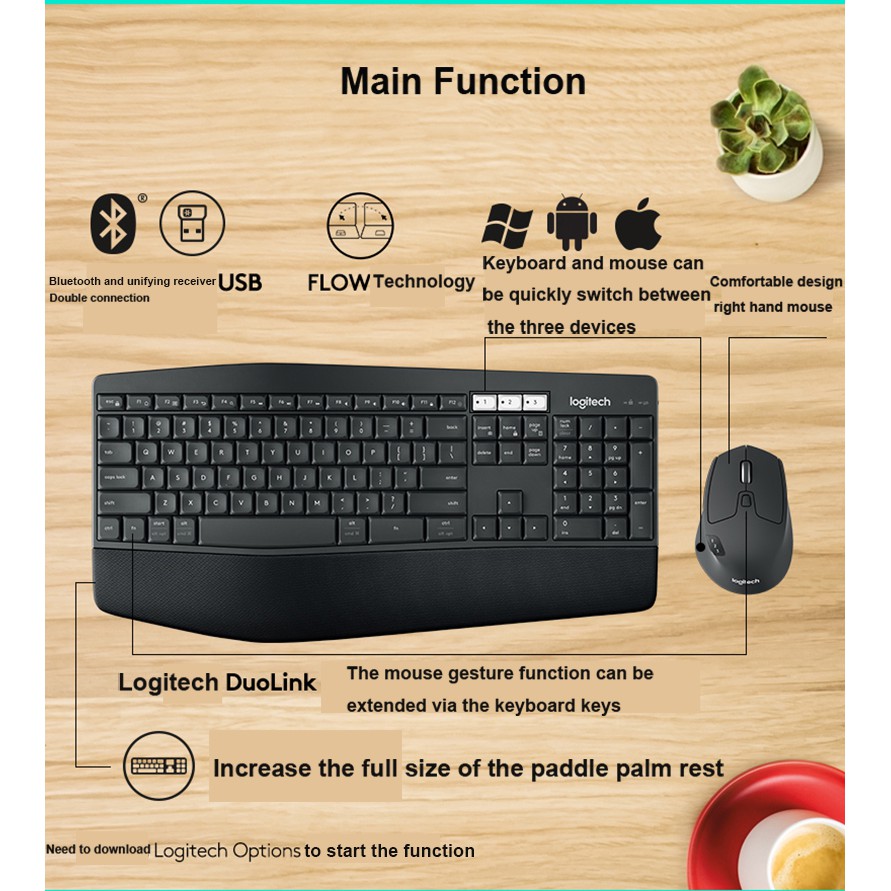 Logitech Mk850 Wireless Bluetooth Dual Mode Mouse Button Set Multi Screen Switching Flow Technology Shopee Philippines