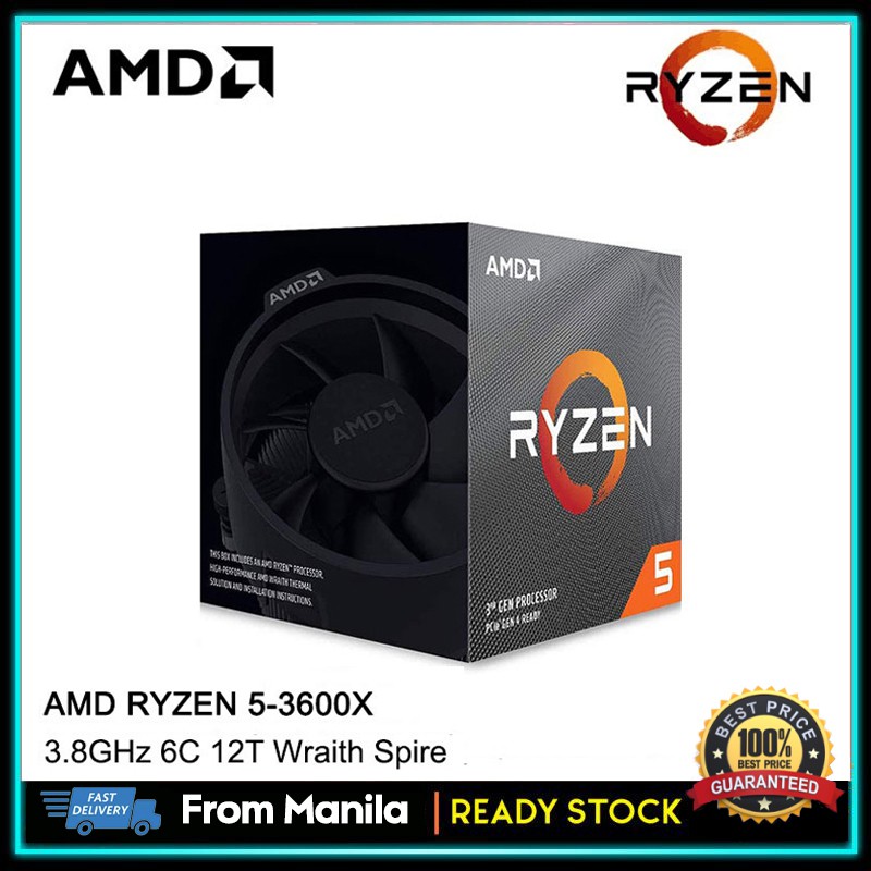 Amd Ryzen 5 3600x Processor 6 Core 12 Thread 3 8g 95w Am4 Interface Cpu With Wraith Spire Cooler Shopee Philippines