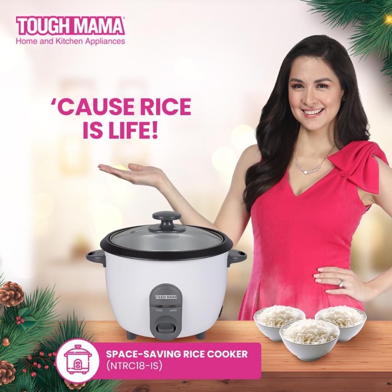 Tough Mama NRC18IS 1.8L White and Black Rice Cooker with Steamer (10