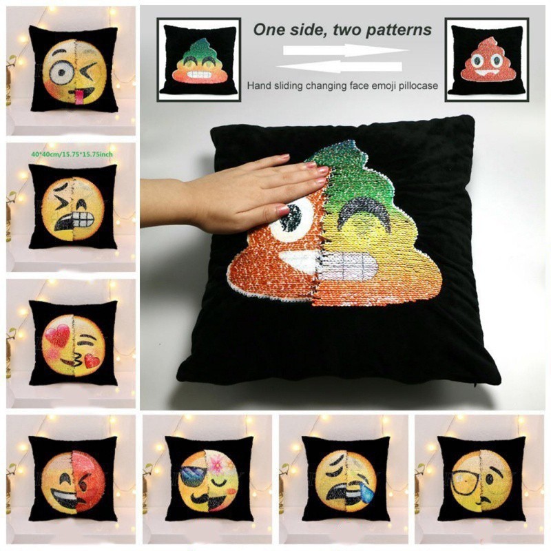 Sequin Pillow Case Changing Face Emoji Pillow Cases Diy Shopee