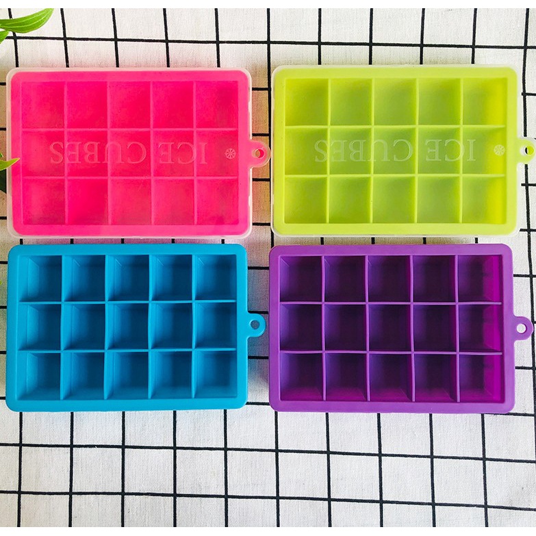 15 Grid Rectangular Silicone Ice Tray Mold With Lidblue 大規模セール