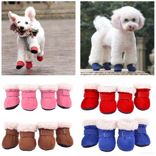 Autumn Winter Pet Snow Boots Warm Windproof for Small Medium Dog Cats with Non-Slip Soles Soft S-XL 4pcs Pet Dog Shoes