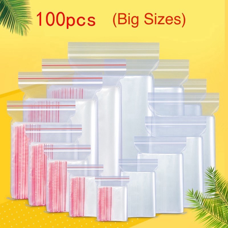 100pcs Zippy Ziplock Resealable Bag Big Sizes Shopee Philippines 