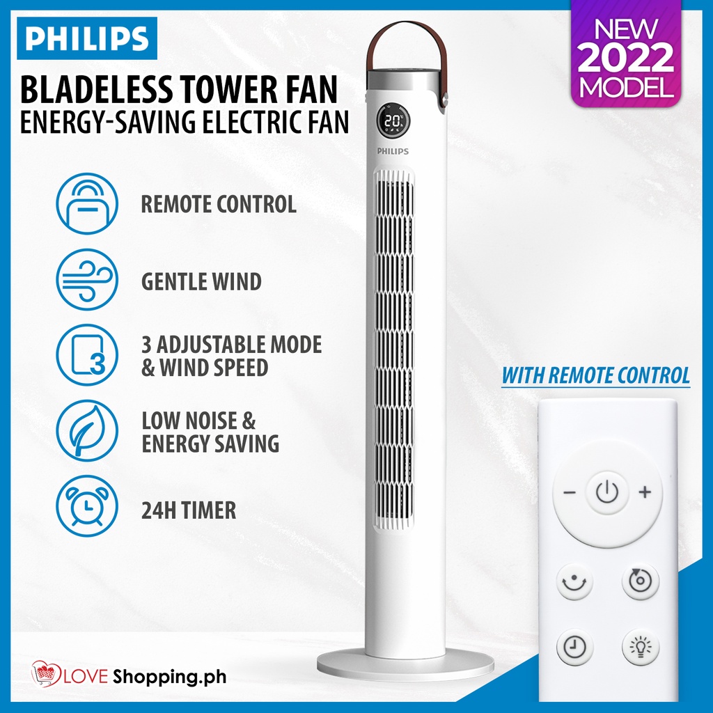 PHILIPS Leafless Tower Fan Energy Saving Electric Floor Fan Low Noise Bladeless Tower Fan