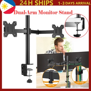 Dual Monitor Mount Bracket Swivel Bracket Computer Monitors Stand Arm Bracket Fit For 13-27“ C-Clamp