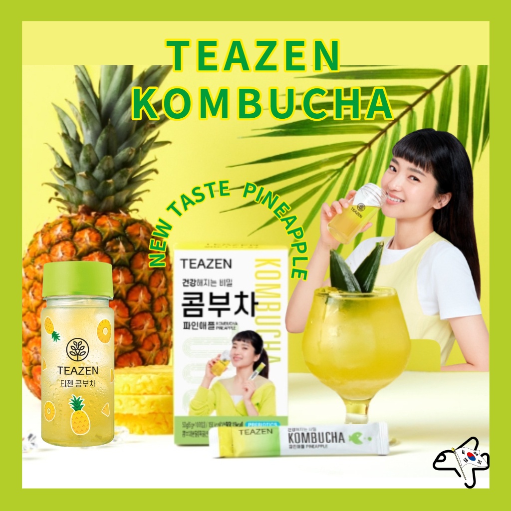 TEAZEN KOMBUCHA /Pineapple flavor/New flavor release/TEAZEN Pineapple bottle/NEW TASTE PINEAPPLE