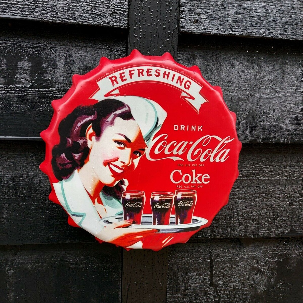 Coca-Cola Lady Retro Vintage Tin Metal 35cm Bottle Cap | Shopee Philippines