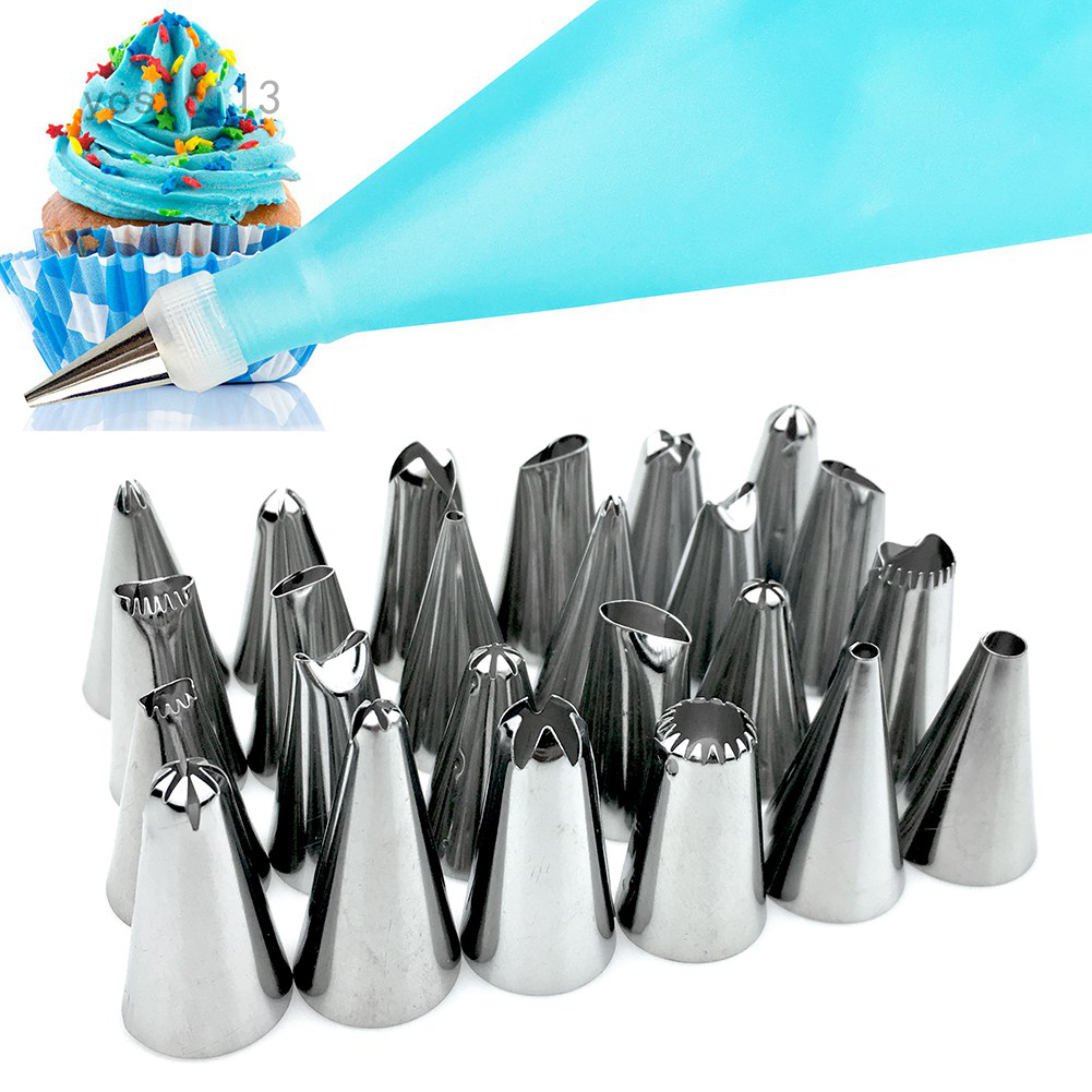 26 PCS/Set Silicone Pastry Bag Tips Kitchen DIY Icing Piping Cream Reusable Pastry Bags +24