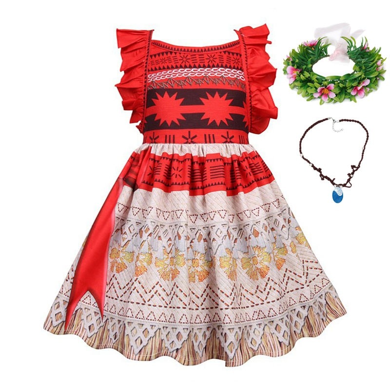 Vogueon Girl Moana Dress Up Costume Children Ruffles Backless Vaiana Fancy Princess Outfit Children Shopee Philippines