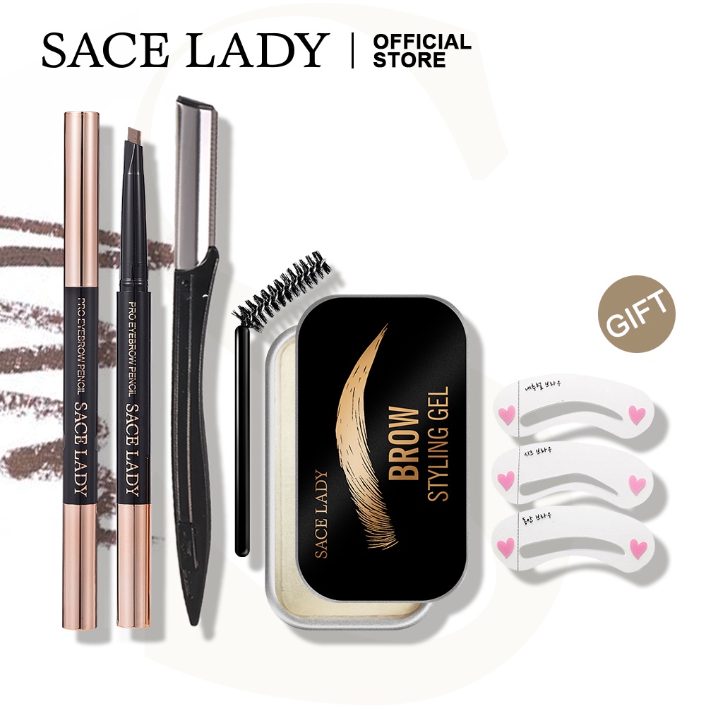 Sace Lady Eyebrow Soap With Brush 4 Pcs Eye Makeup Set Waterproof Long Lasting Brow Styling Soap 