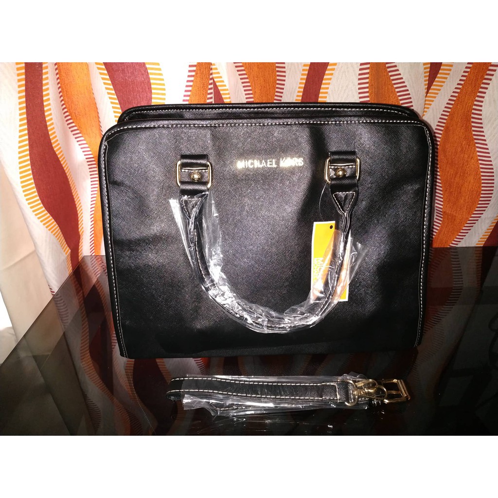 mk black leather bag