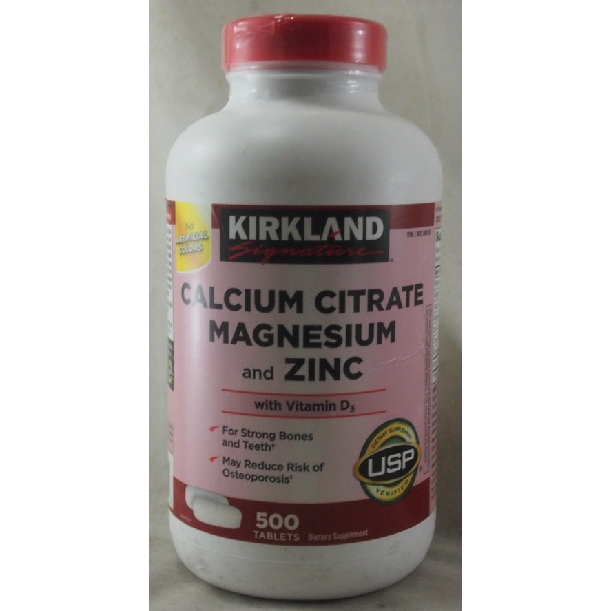 Kirkland Calcium Citrate, Magnesium & Zinc, 500 Tablets | Shopee ...