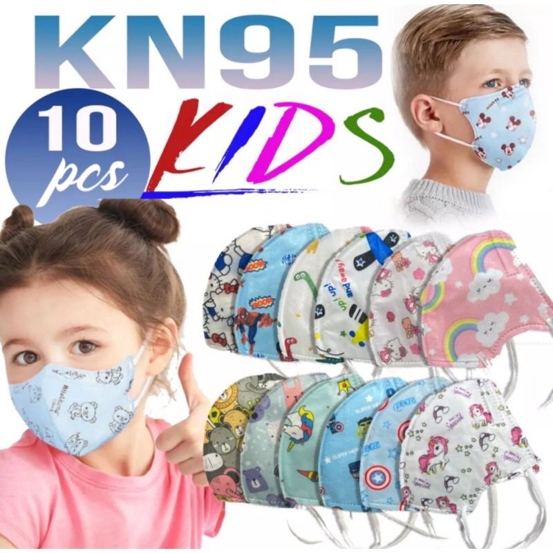 10pcs KN95 Mask for Kids Printed / Child Protective Mask Shopee