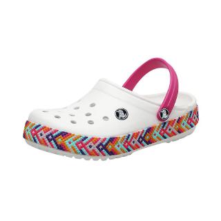 crocs with rainbow words