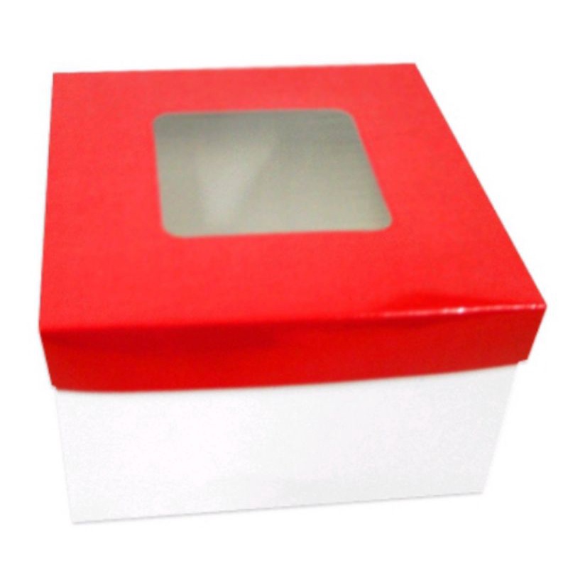 Pastry Cake Box 8x8x4 White/Gold,8x8x5 Gold/Red/White With Window