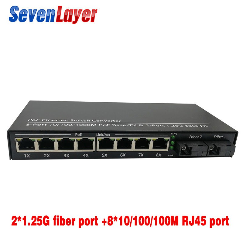 Fiber Optical Media Converter Gigabit switch 10/100/1000M 8