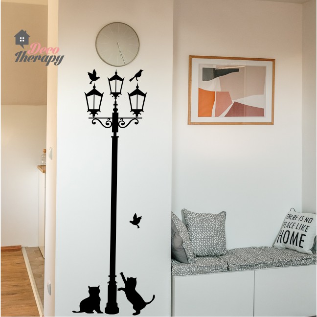 Cat Lamp Post Wall Sticker
