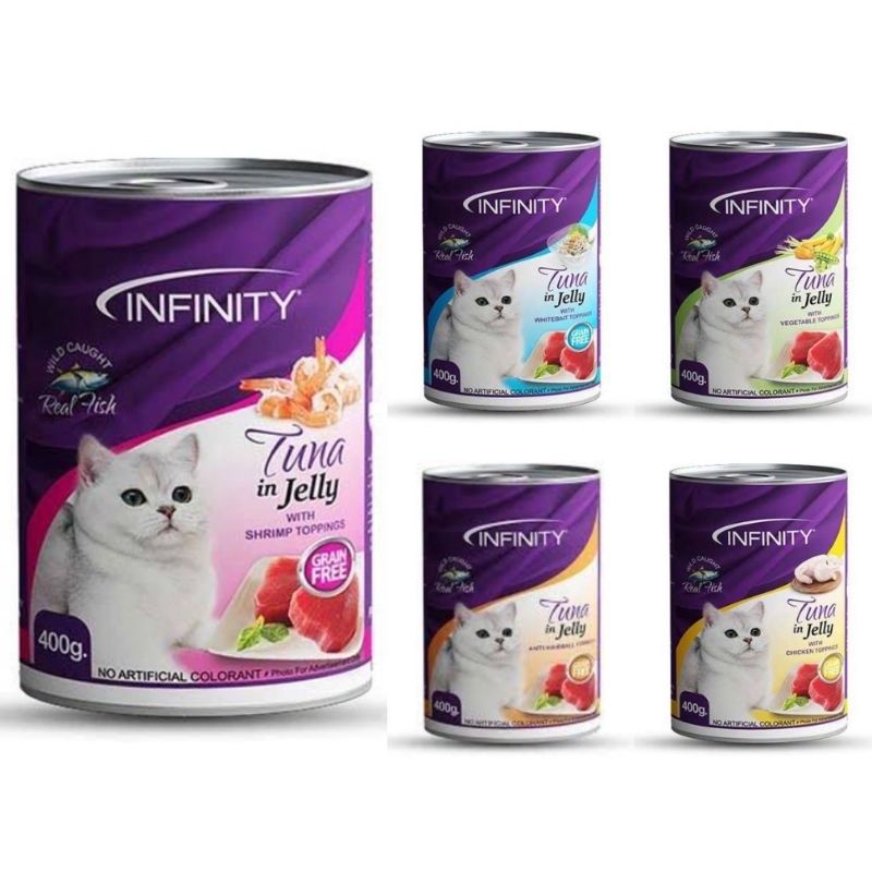 Infinity Wet Cat Food Tuna in Jelly 400g Whitebait, Shrimp, Vegetable