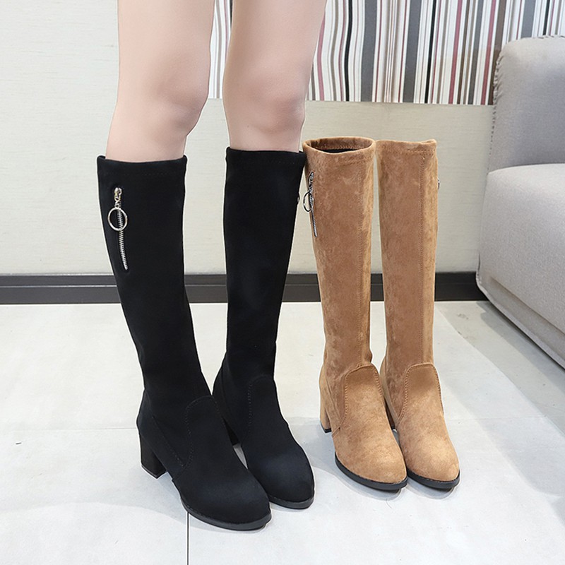 suede leather knee high boots