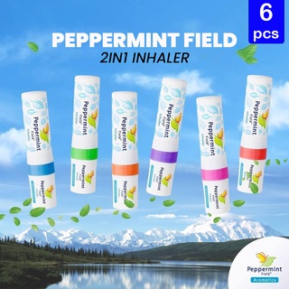 MMB Peppermint Field Nasal 2 in 1 Inhaler Oil Aromatics (Pack of 6) - For Motion Sickness, And Cold