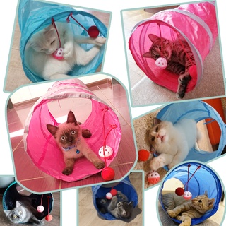 Cat Tunnel Toy Funny Pet 2 Holes Play Tubes Balls Collapsible Crinkle Kitten Toys Puppy Ferrets Rabb