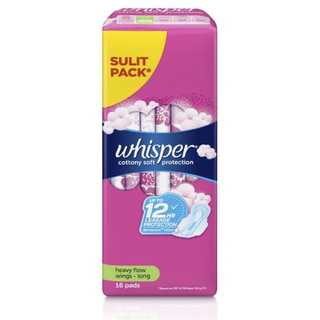 Whisper Napkin Long Heavy Flow Wings 16 Pads 28 cm Shopee Philippines