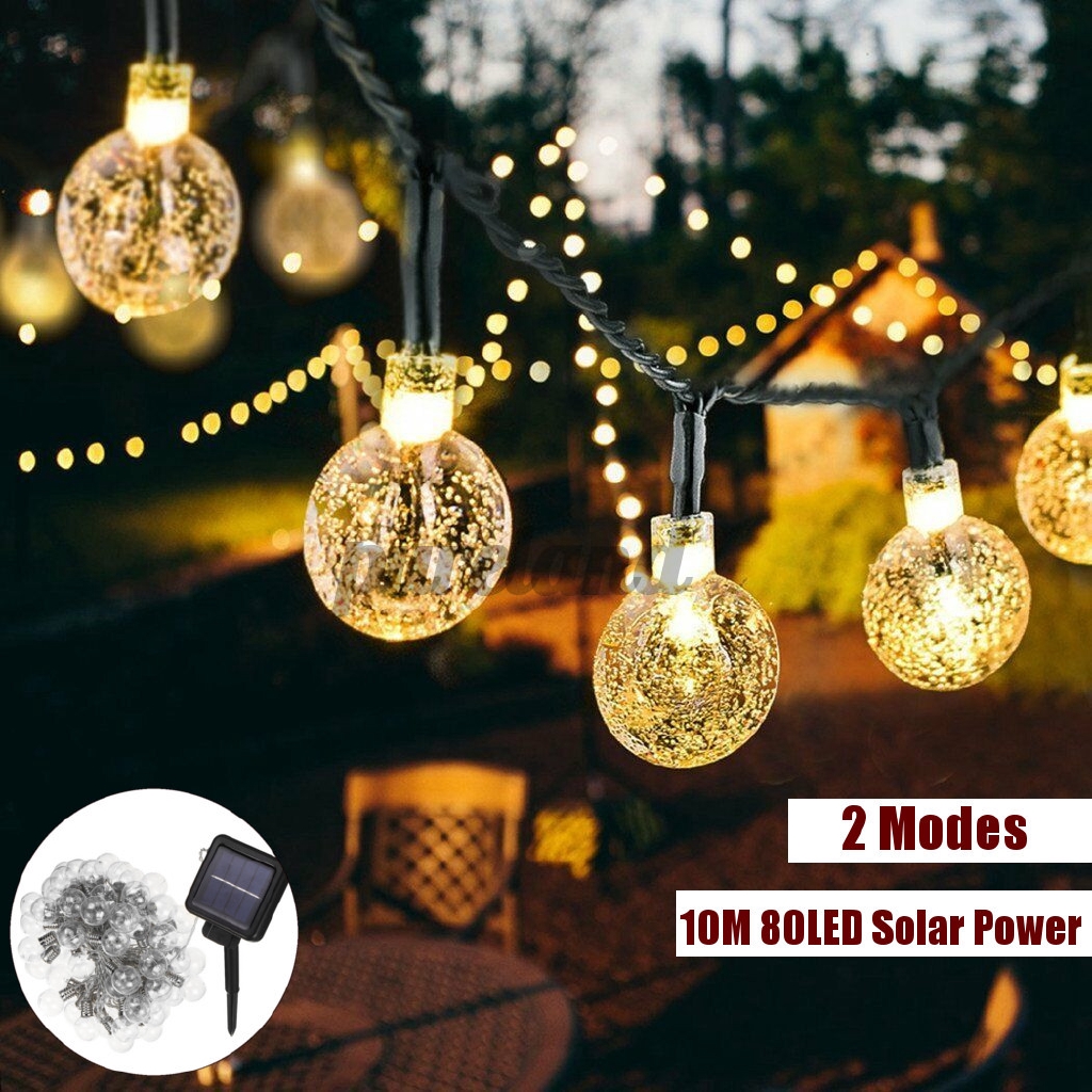 【In Stock】10M 80LED Solar Fairy String Light Globe Ball Outdoor Garden ...