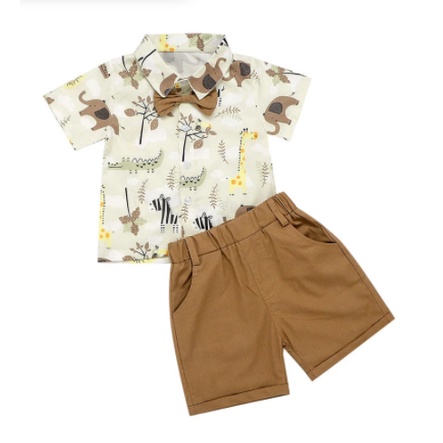 Jungle Safari Costume for Baby Boy Animals Print Shirt Shorts Terno ...