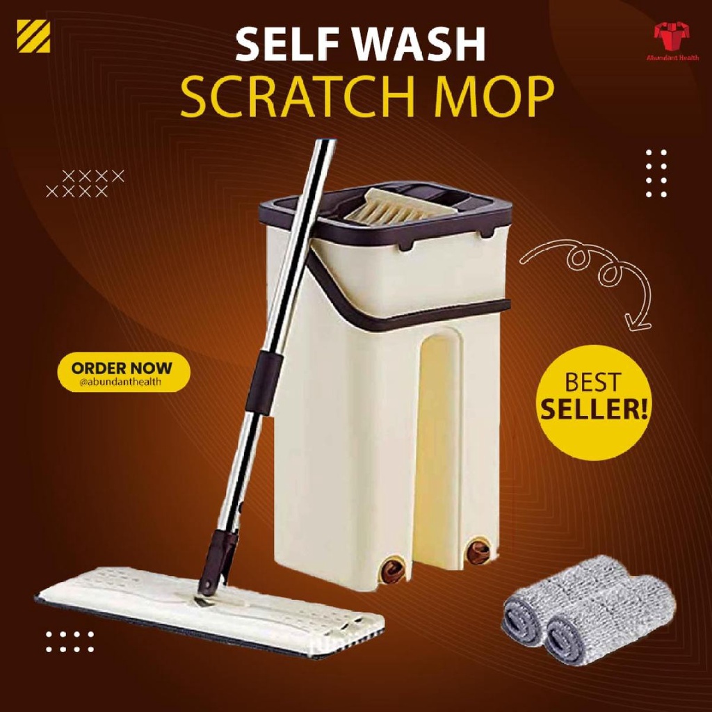 SCRATCH CLEANING MOP Tool Kit 360 2in1 Dry Flat Mop Bucket Household