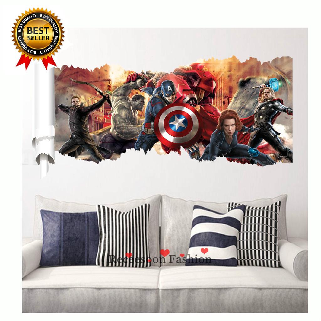 3d Marvel S The Avengers Wall Sticker Decals For Kids Room Home Decor Wallpaper Shopee Philippines