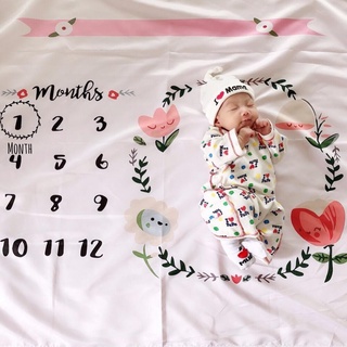 12 Monthly Flower Print Baby Milestone Photography Newborn Soft Baby Photography Props Background Blanket photo