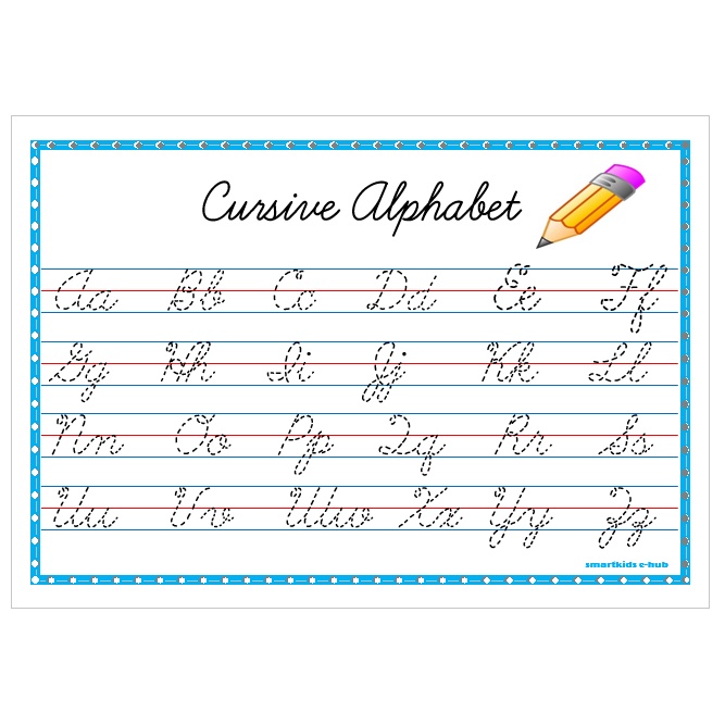 Laminated Cursive Alphabet Tracing (A4 Size) Shopee Philippines
