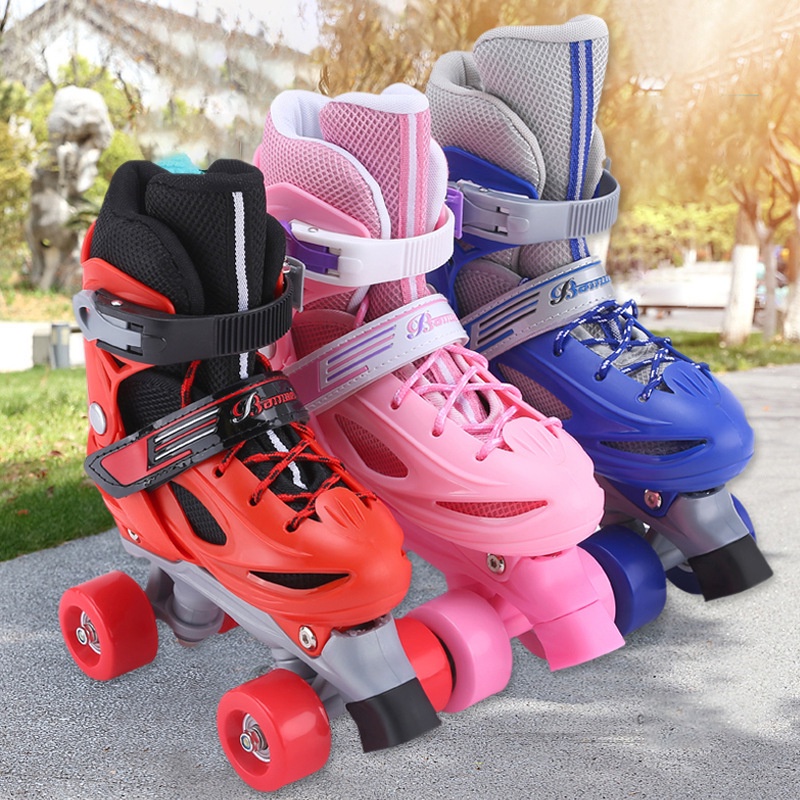 Roller Skates For Kids Adjustable Double Row 4 rounds Men's and women's