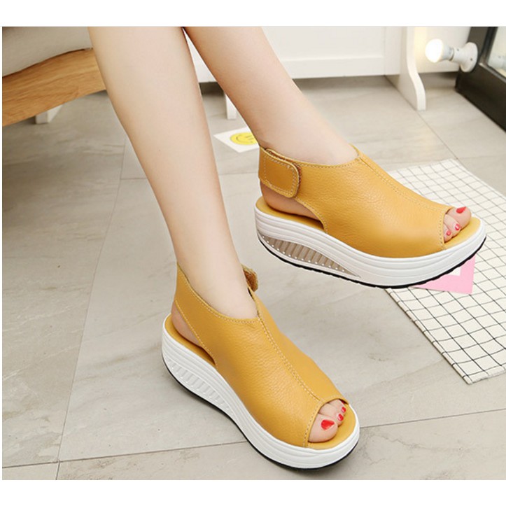 CICITOP READY STOCK Korean PU Wedge 