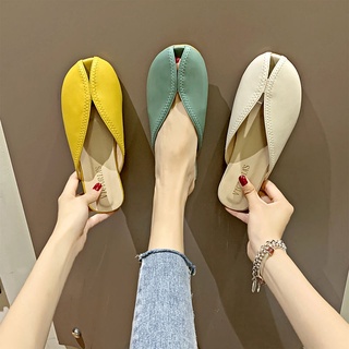 Hong Kong Wind Muller Shoes Female 2019 Summer New Retro Baotou Flat-Bottomed Slippers Chic Net Red Lazy Sandals