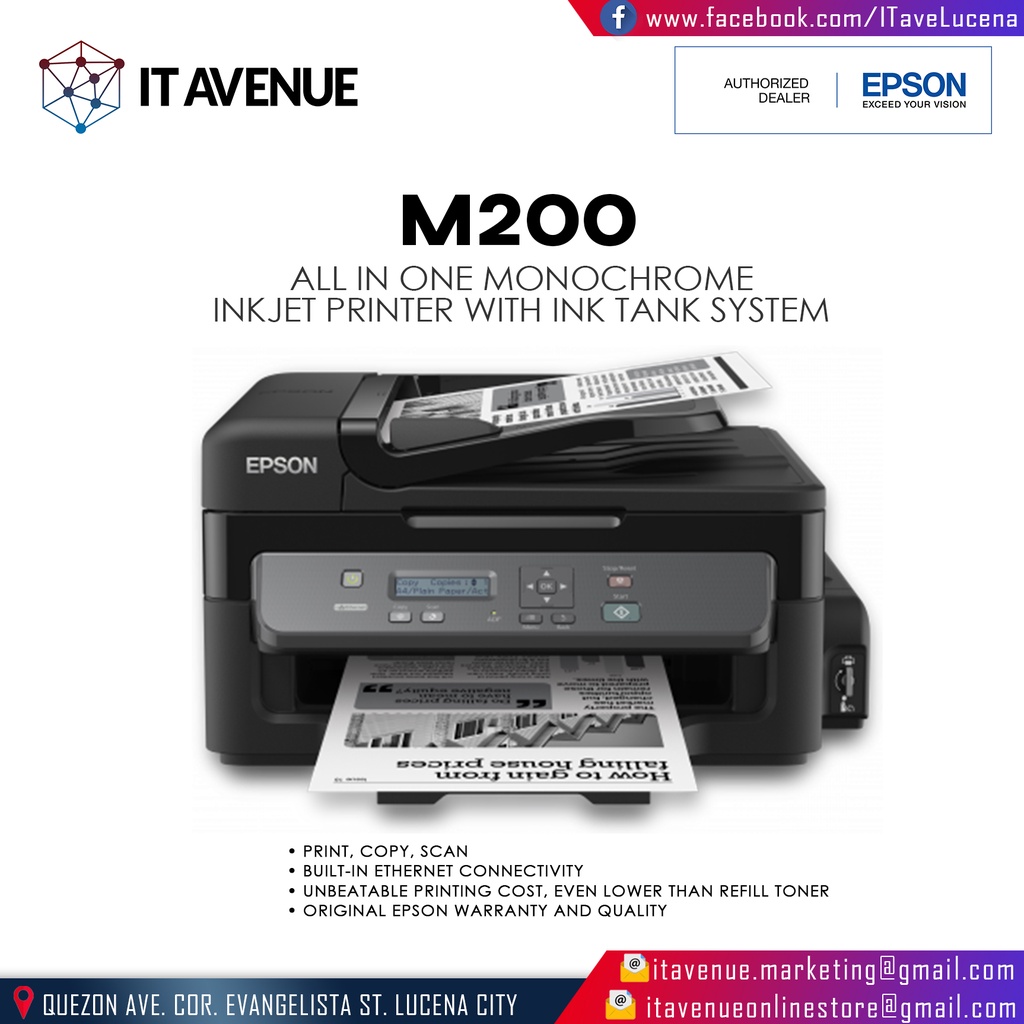 Epson M200 All In One Monochrome Inkjet Printer With Ink Tank System Shopee Philippines 1338