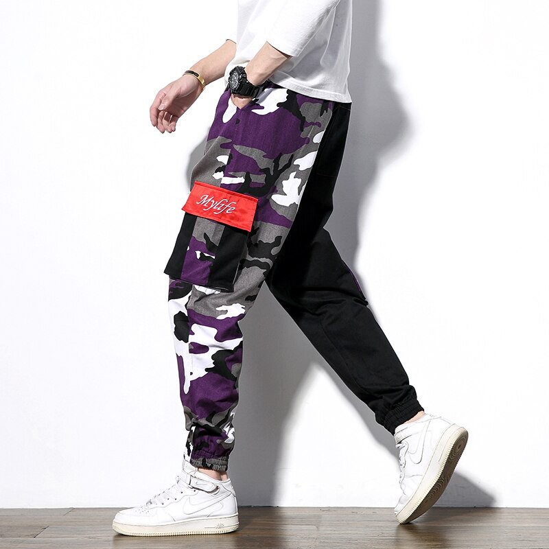 purple camo trousers mens