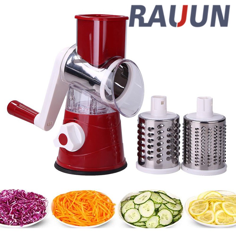 【Ready Stock】 3 In 1 Manual Vegetable Cutter Slicer Multifunctional Round Mandoline Slicer