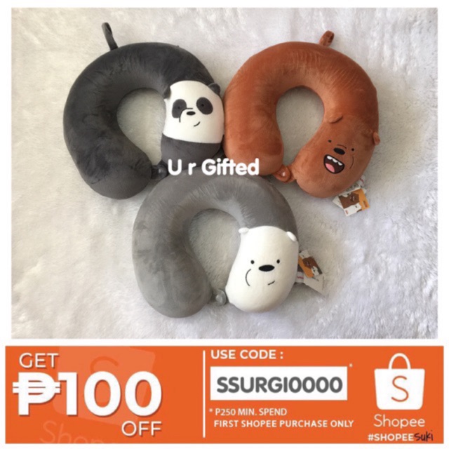 we bare bears neck pillow miniso