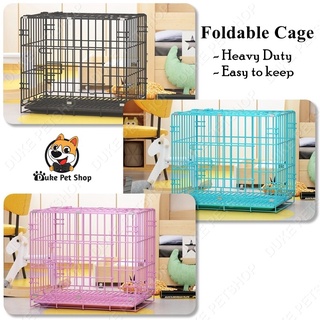 Dog Cage with Poop Heavy Duty Pet Cages Dog Cat Foldable M L Poop Tray