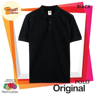 Polo Shirt Black 100% Cotton Fruit of the Loom Original | Shopee Philippines