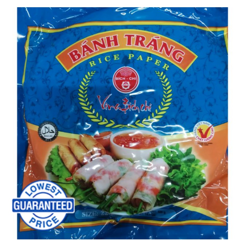 Bich Chi Rice Paper Fresh and Fried Spring Rolls Kani Roll Wrapper 22cm ...