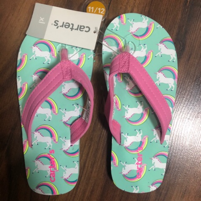 kids unicorn flip flops