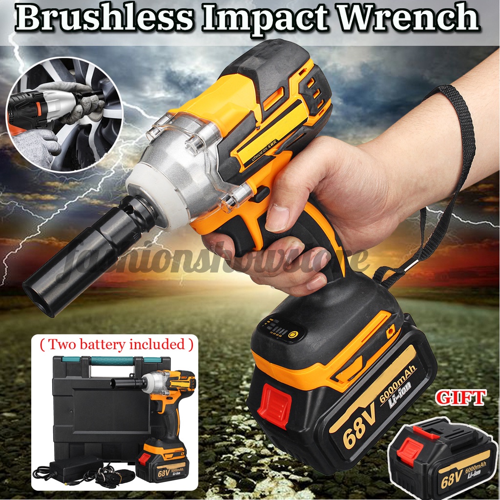 68V 6000mAh Electric Impact Wrench Cordless Li-Ion Brushless Motor W ...