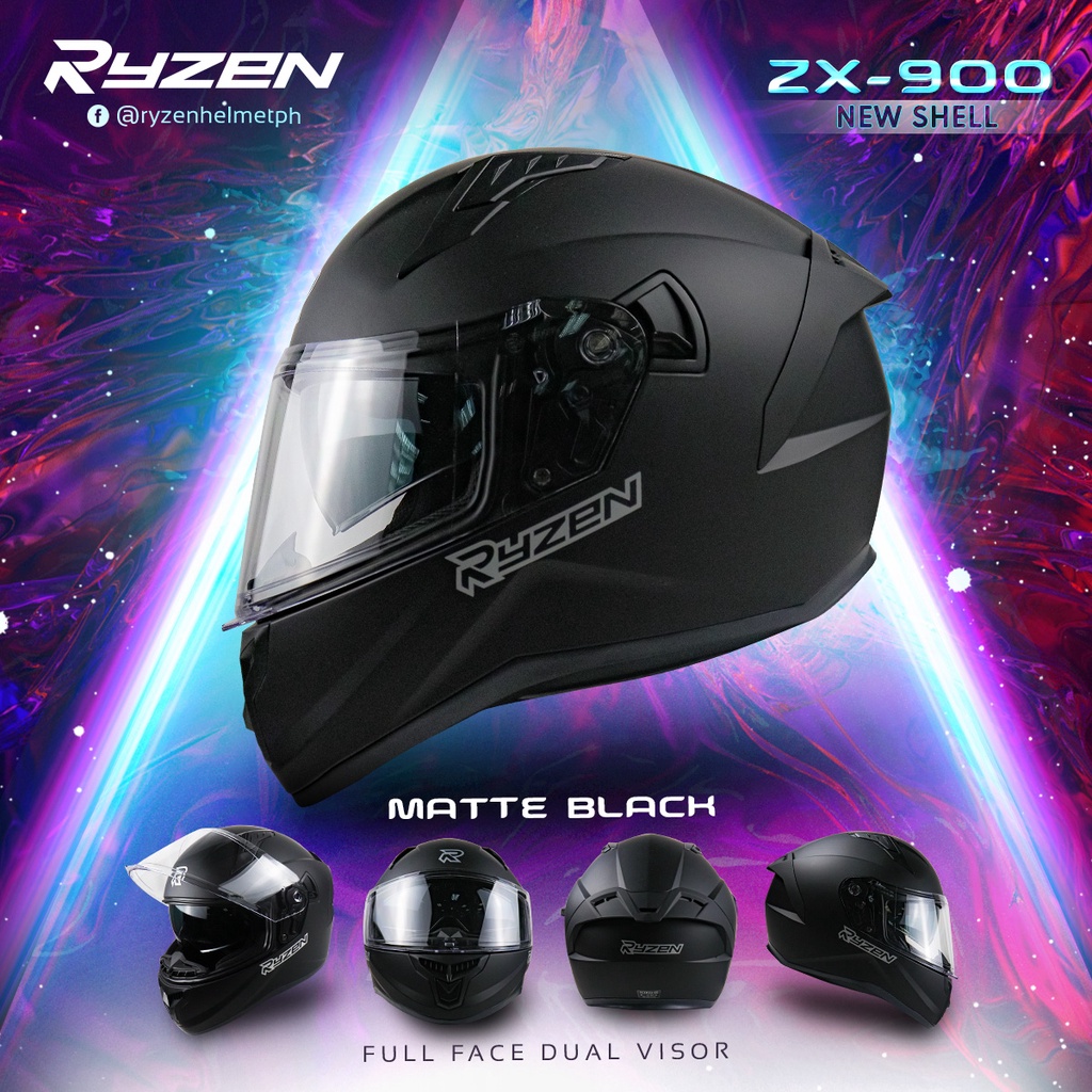 New RYZEN ZX900 PLAIN Full Face Dual Visor Helmets Shopee Philippines