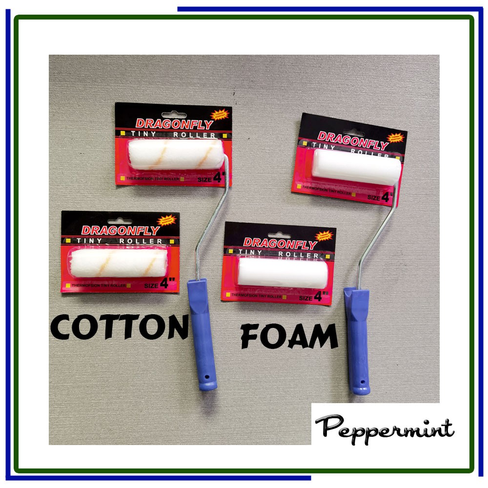 Paint Baby Roller Mini Brush 4" Cotton Foam with Handle Filler Refill